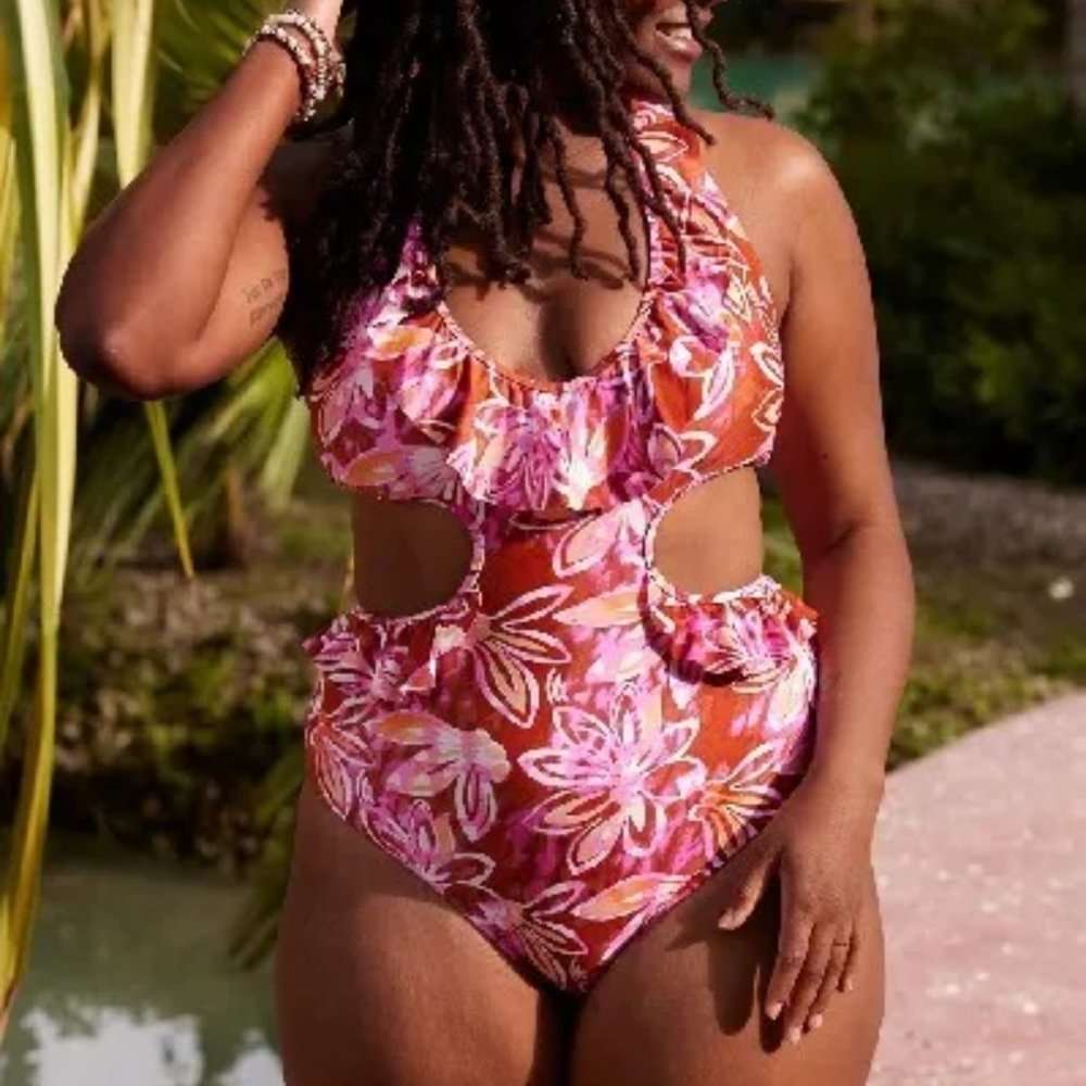 Aerie Ruffle Halter Swimsuit NEW
